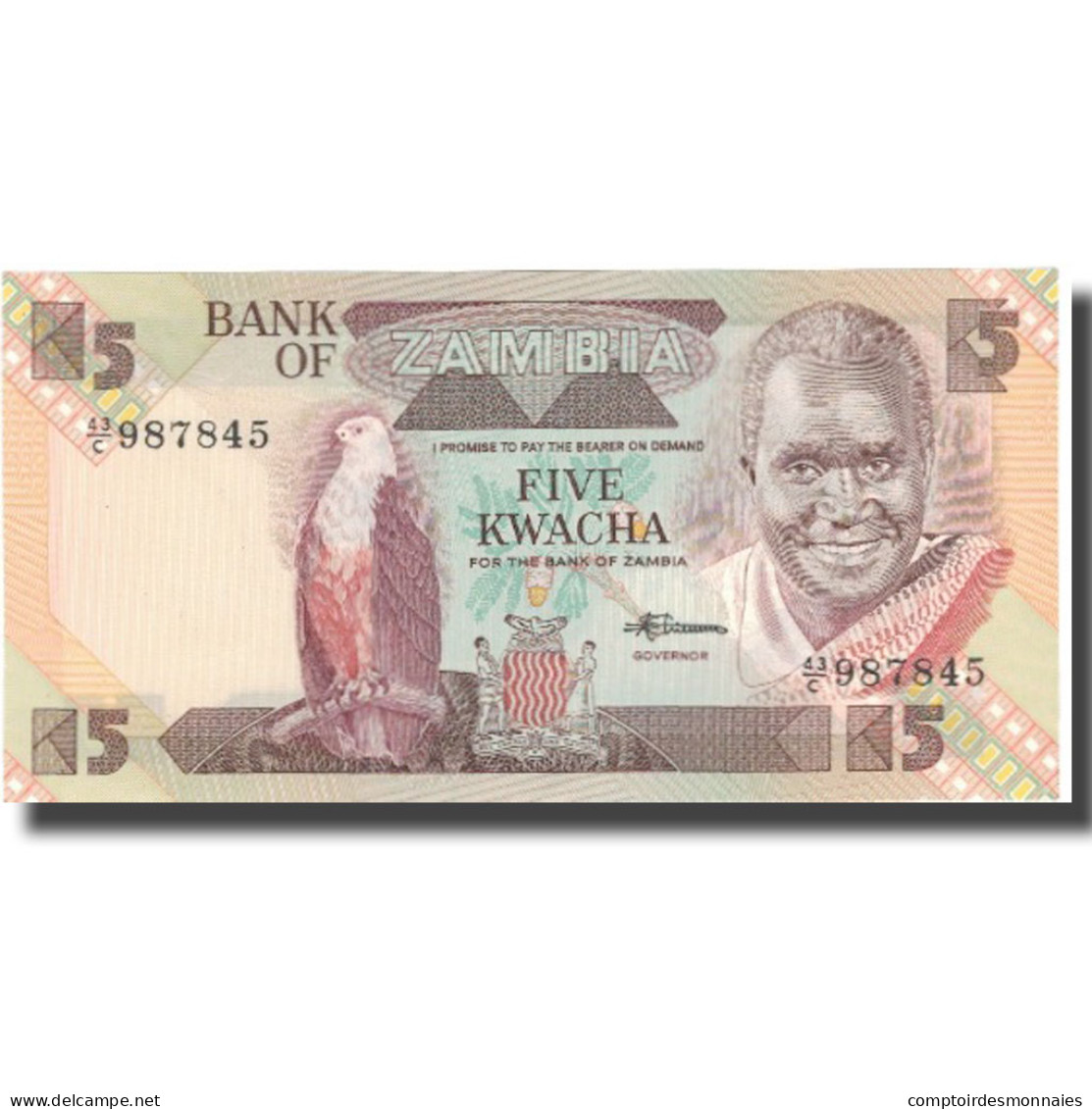 Billet, Zambie, 5 Kwacha, Undated (1980-88), KM:25d, NEUF - Zambie