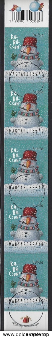 HUNGARY - 2018.  Christmas Strip  / Snowman USED!!! - Probe- Und Nachdrucke