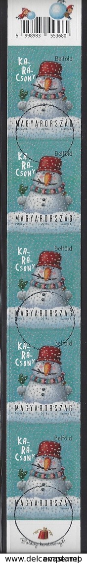 HUNGARY - 2018.  Christmas Strip  / Snowman USED!!! - Essais, épreuves & Réimpressions