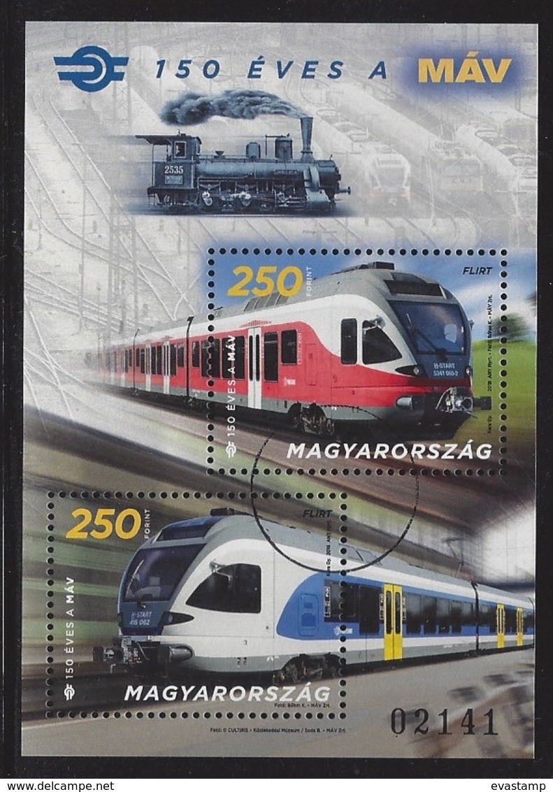 HUNGARY - 2018. S/S -150th Anniversary Of The Hungarian State Railways / MÁV / USED!!! - Proofs & Reprints