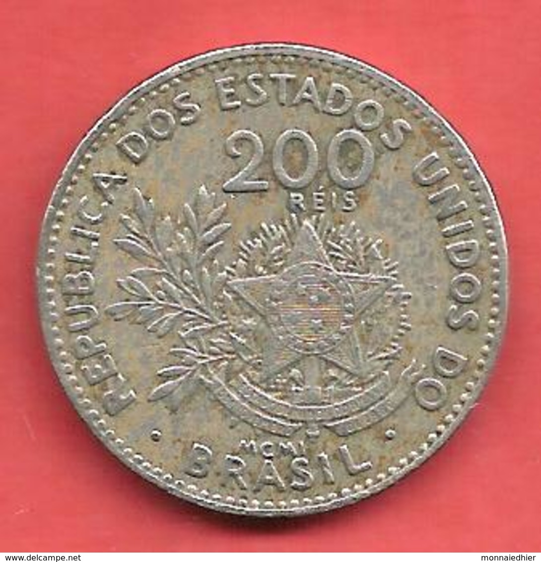 200 Reis , BRESIL , Cupro-Nickel , 1901 , N° KM # 504 - Brésil