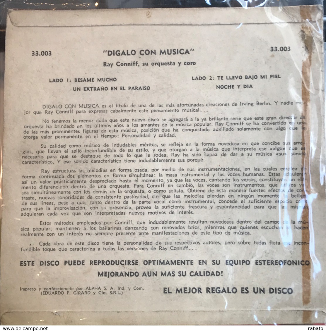 Dos EPs Argentinos De Ray Conniff, Su Orquesta Y Coro - Instrumental