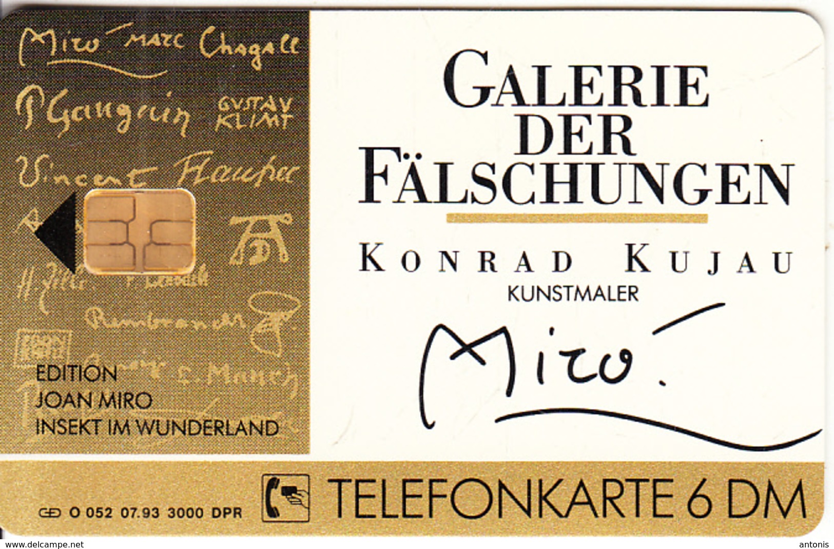 GERMANY(chip) - Galerie Der Fälschungen, Joan Miro/Insekt Im Wunderland(O 052), Tirage 3000, 07/93, Mint - O-Series : Séries Client