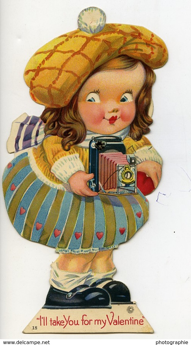USA New York La Petite Photographe Saint Valentin Image à Systeme Chromo 1925 - Autres & Non Classés