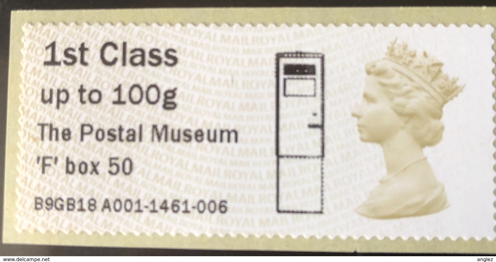 GB Post & Go - The Postal Museum F Type Postbox Overprint - 1st Class / 100g - MA14 Date Code MNH - Post & Go Stamps