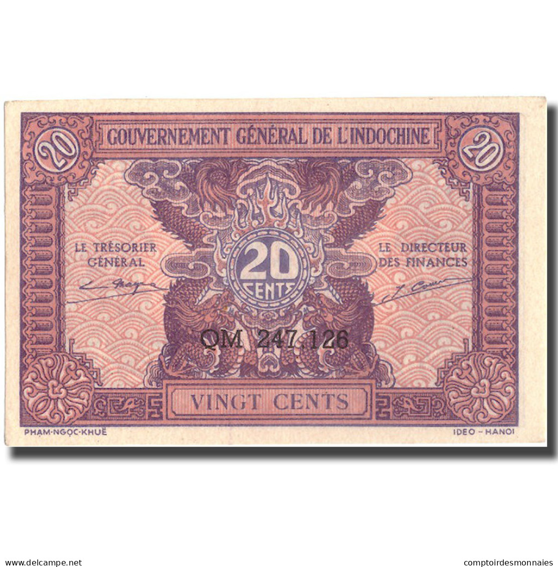 Billet, FRENCH INDO-CHINA, 20 Cents, Undated (1942), KM:90, SPL+ - Indochina
