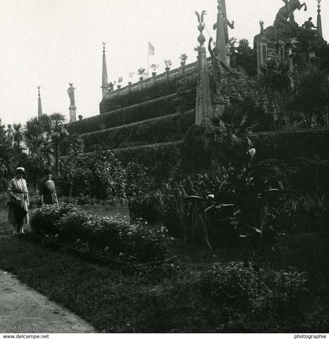 Italie Lac Majeur Isola Bella Jardins Ancienne Photo Stereo Possemiers 1900 - Photos Stéréoscopiques