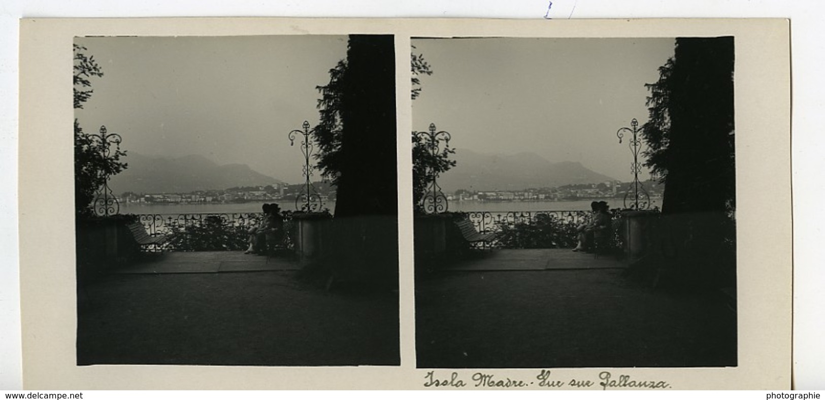 Italie Lac Majeur Isola Madre Vue Sur Pallanza Ancienne Photo Stereo Possemiers 1900 - Photos Stéréoscopiques