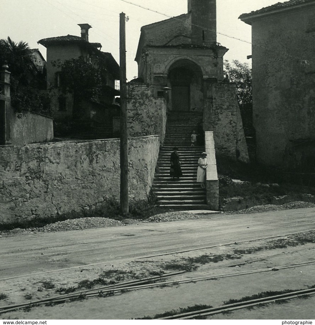 Italie Lac Majeur Suna Vieille Chapelle Ancienne Photo Stereo Possemiers 1900 - Photos Stéréoscopiques