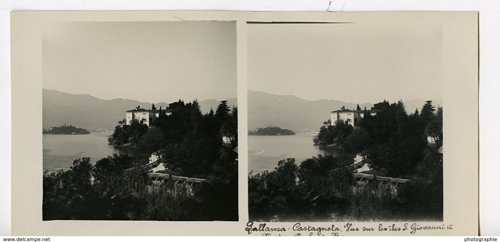 Italie Lac Majeur Pallanza Castagnola Ancienne Photo Stereo Possemiers 1900 - Photos Stéréoscopiques