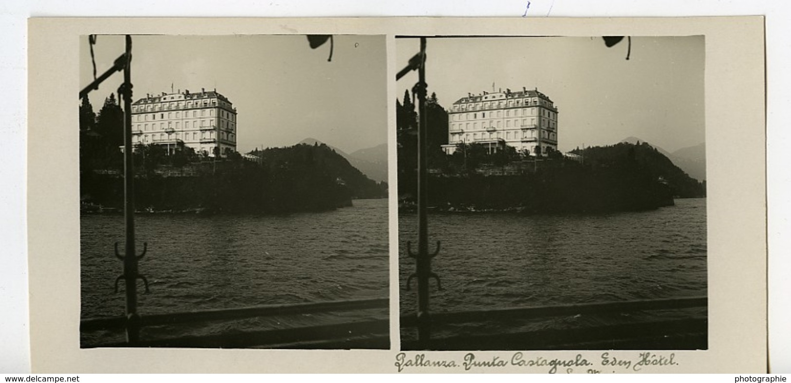 Italie Lac Majeur Pallanza Punta Castagnola Ancienne Photo Stereo Possemiers 1900 - Photos Stéréoscopiques