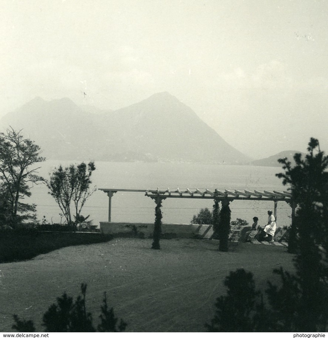 Italie Lac Majeur Pallanza Eden Hotel Laveno Ancienne Photo Stereo Possemiers 1900 - Photos Stéréoscopiques