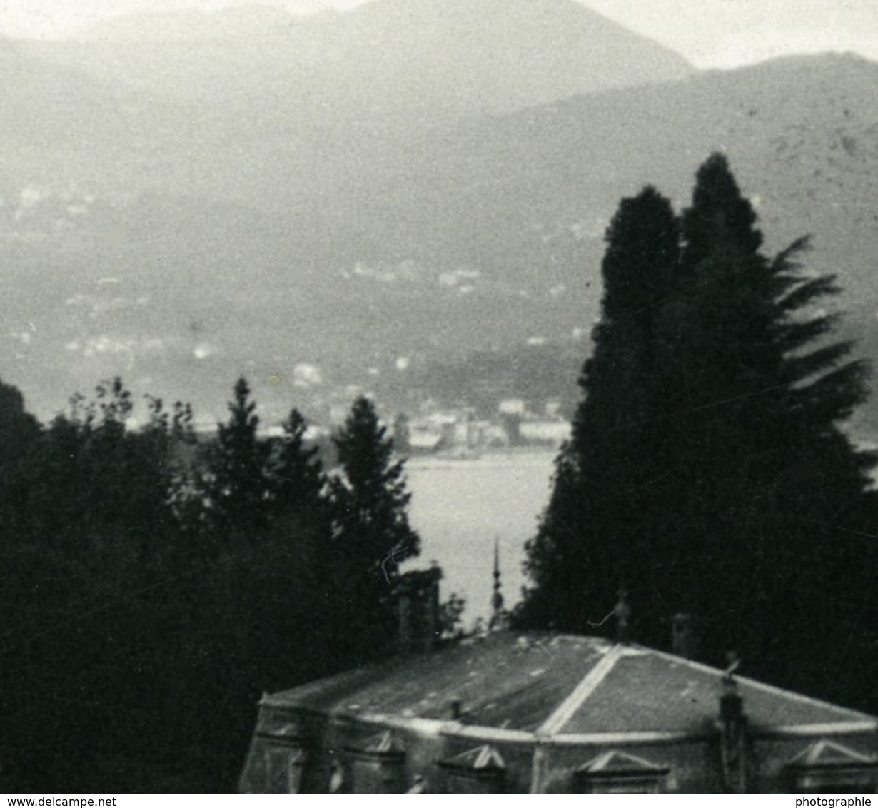 Italie Lac Majeur Pallanza Eden Hotel Vue Vers Intra Ancienne Photo Stereo Possemiers 1900 - Photos Stéréoscopiques