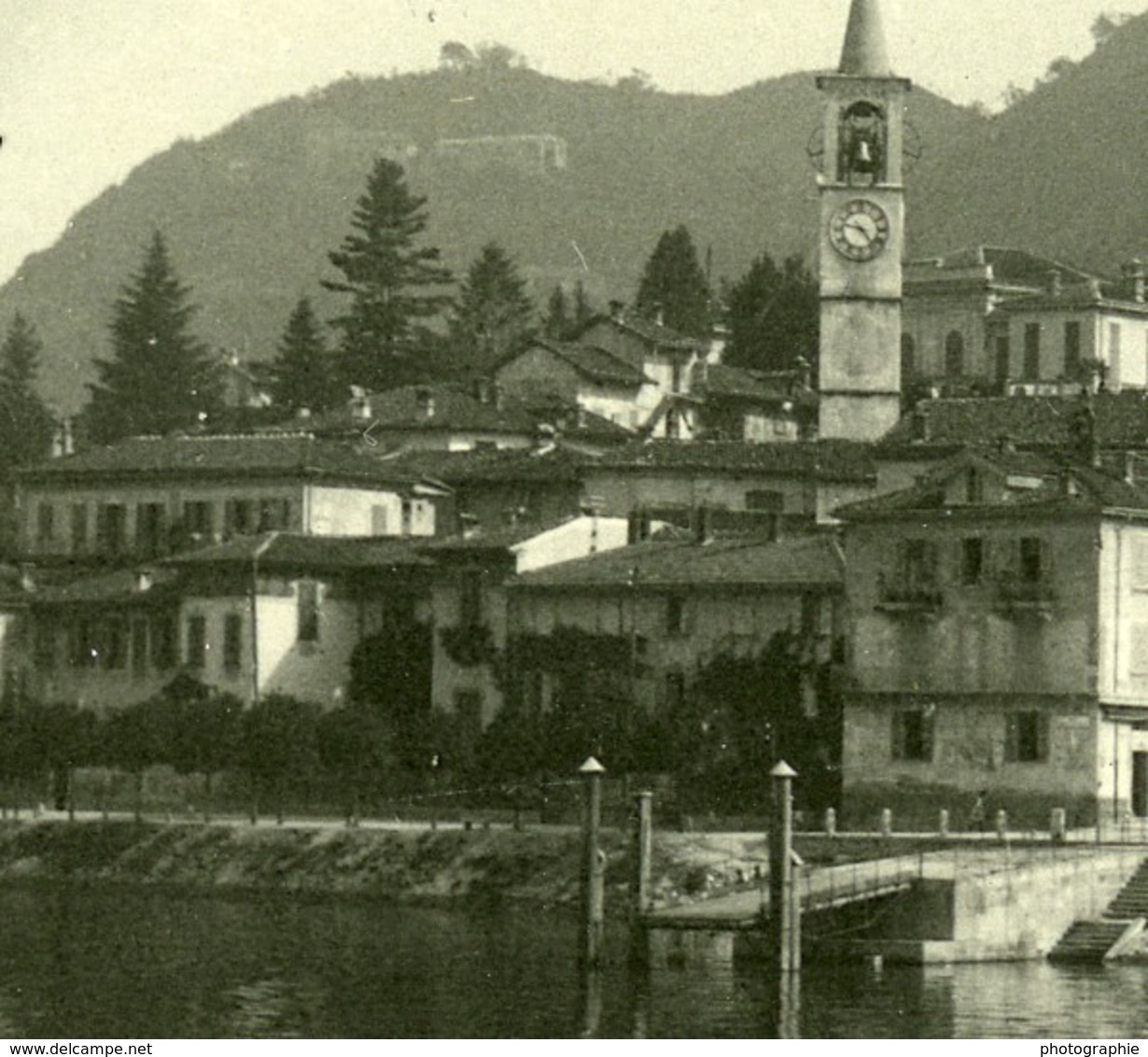Italie Lac Majeur Laveno Ancienne Photo Stereo Possemiers 1900 - Photos Stéréoscopiques