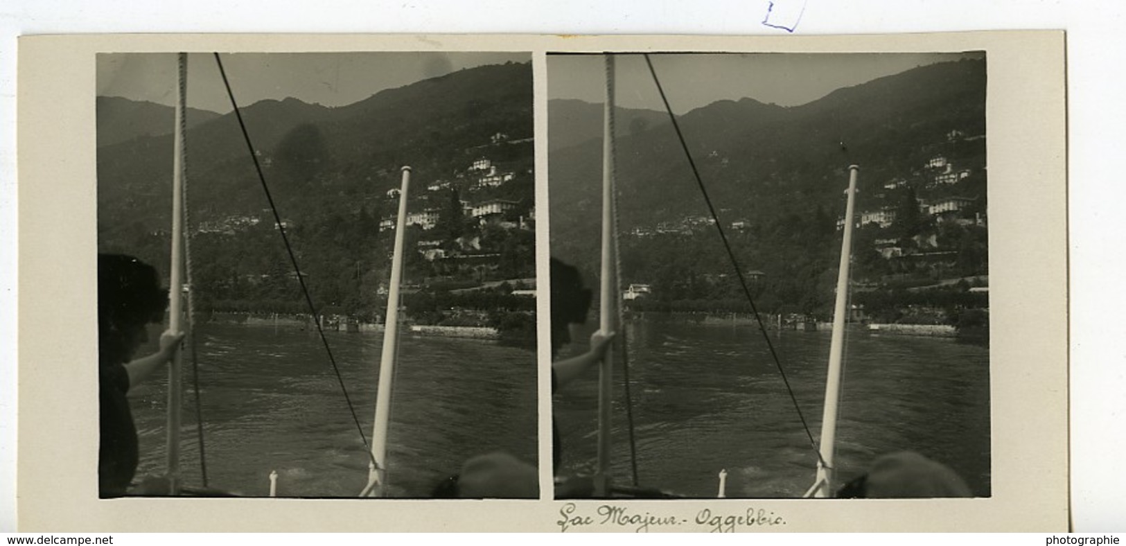 Italie Lac Majeur Oggebbio Ancienne Photo Stereo Possemiers 1900 - Photos Stéréoscopiques