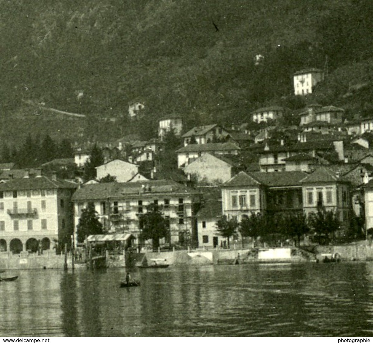 Italie Lac Majeur Cannero Panorama Ancienne Photo Stereo Possemiers 1900 - Photos Stéréoscopiques