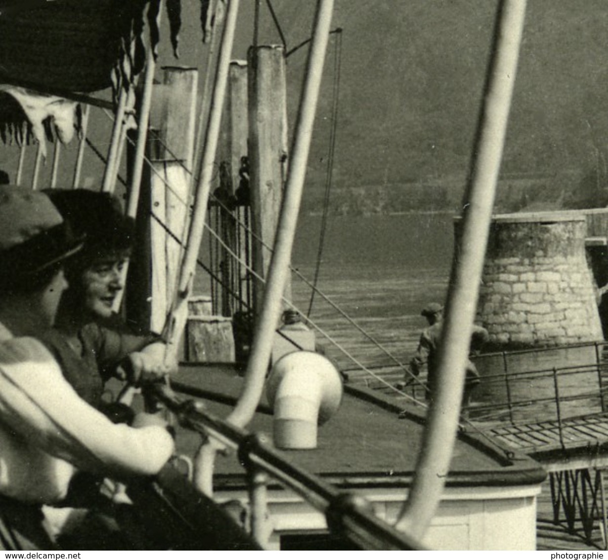 Italie Lac Majeur Luino L'Embarcadère Ancienne Photo Stereo Possemiers 1900 - Photos Stéréoscopiques