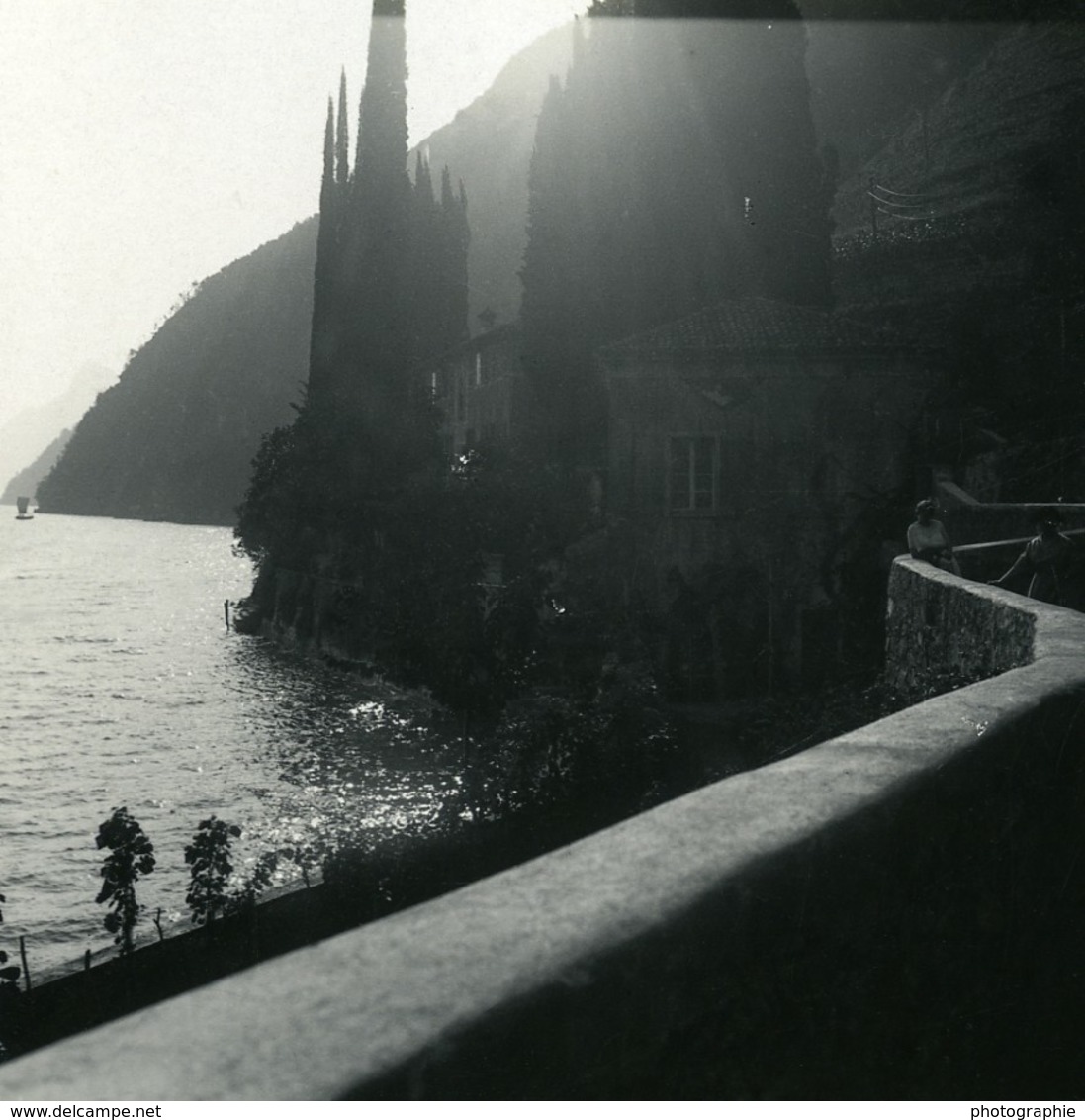 Italie Lac De Lugano Oria Villa Marchese Brusati Ancienne Photo Stereo Possemiers 1900 - Photos Stéréoscopiques