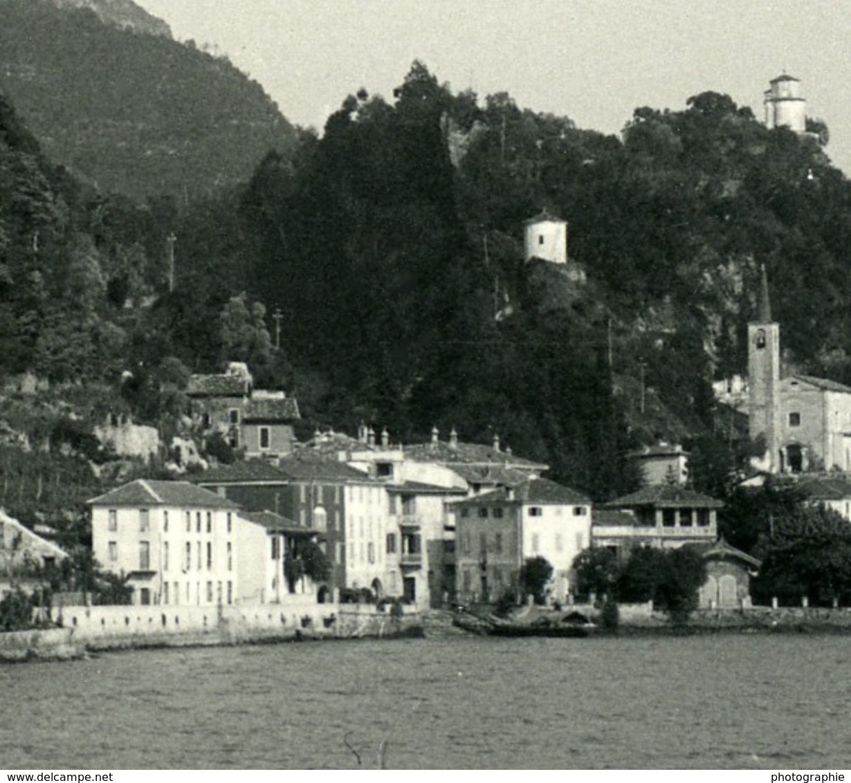 Italie Lac De Lugano San Mamete & Castello Ancienne Photo Stereo Possemiers 1900 - Stereoscopic