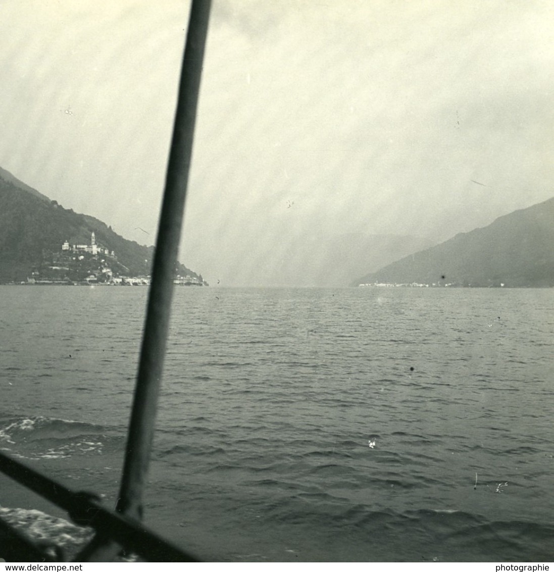 Italie Lac De Lugano Vue De Porto Ceresio Ancienne Photo Stereo Possemiers 1900 - Photos Stéréoscopiques