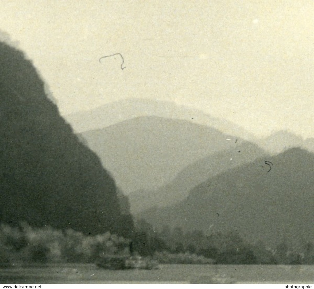 Suisse Lac De Lugano Vue De Ponte Tresa Ancienne Photo Stereo Possemiers 1900 - Photos Stéréoscopiques