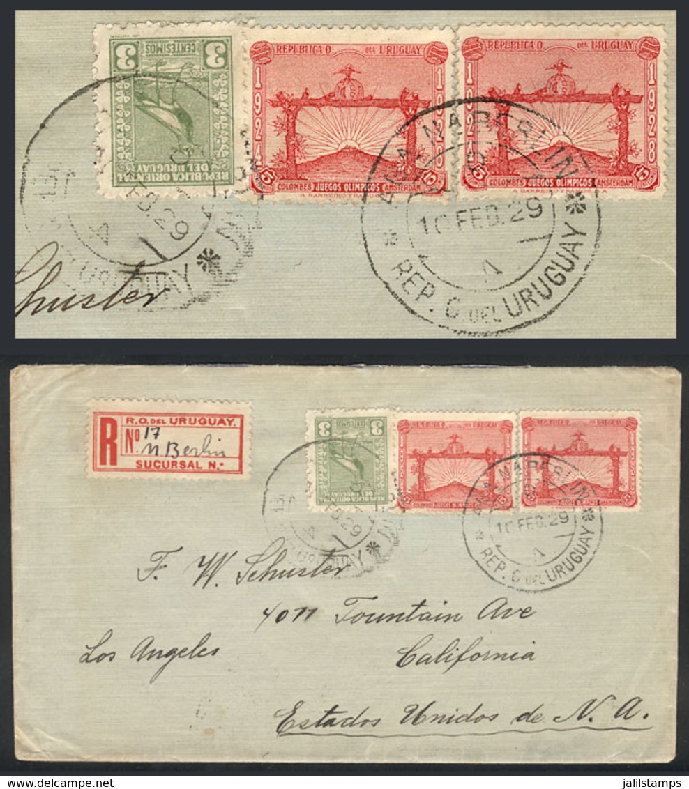 TOPIC FOOTBALL/SOCCER: Registered Cover Sent From AGENCIA NUEVA BERLIN To USA On 10/FE/1929, Franked By Sc.389 X2 (footb - Autres & Non Classés