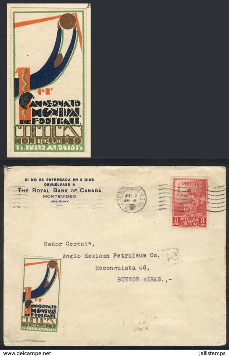 TOPIC FOOTBALL/SOCCER: Cover Sent From Montevideo To Buenos Aires On 2/JUL/1930, With Postage Along A Cinderella Topic F - Otros & Sin Clasificación