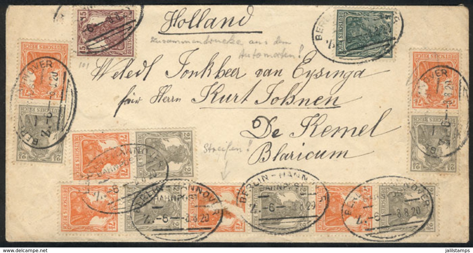 GERMANY: Cover Sent From Berlin To Netherlands On 8/AU/1929 With Spectacular Postage That Includes Several Se-tenant Pai - Autres & Non Classés