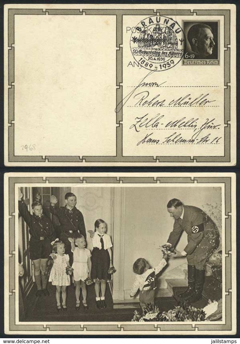 GERMANY: 20/AP/1939, Set Of 5 Postal Cards (PS) Printed For Hitler's 50th Birthday, With Interesting Views, 4 Cards With - Autres & Non Classés