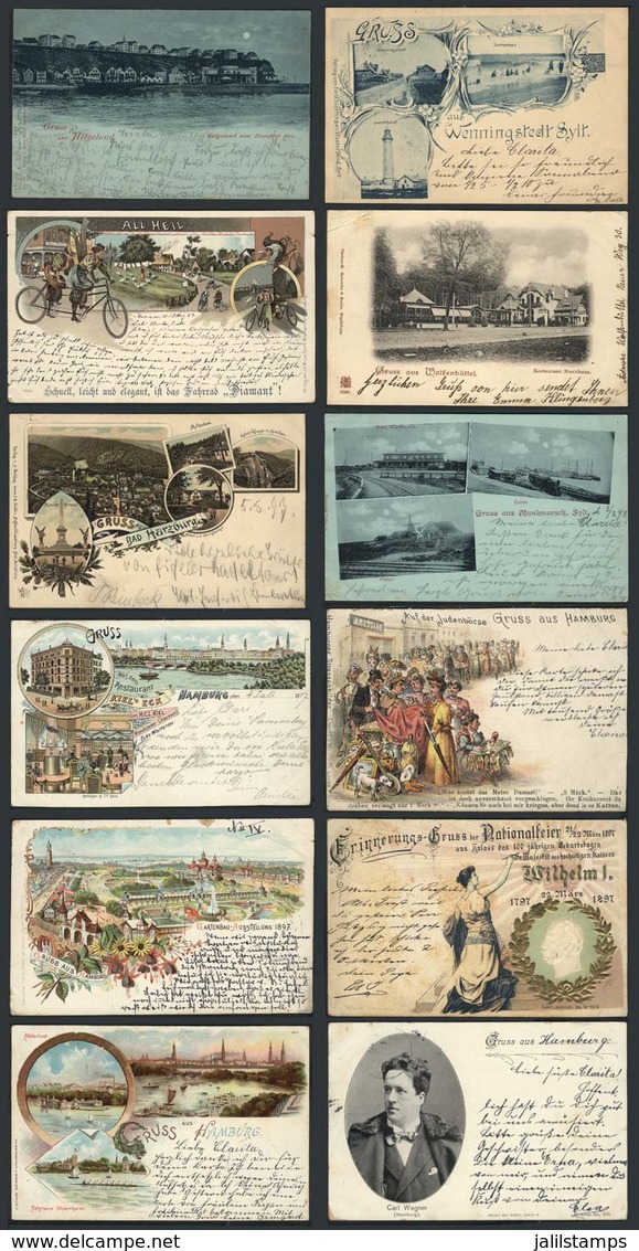 GERMANY: Fantastic Group Of 113 Old Postcards Used Between 1897 And 1899, All With Very Good Views, Most Of The Gruss Au - Autres & Non Classés