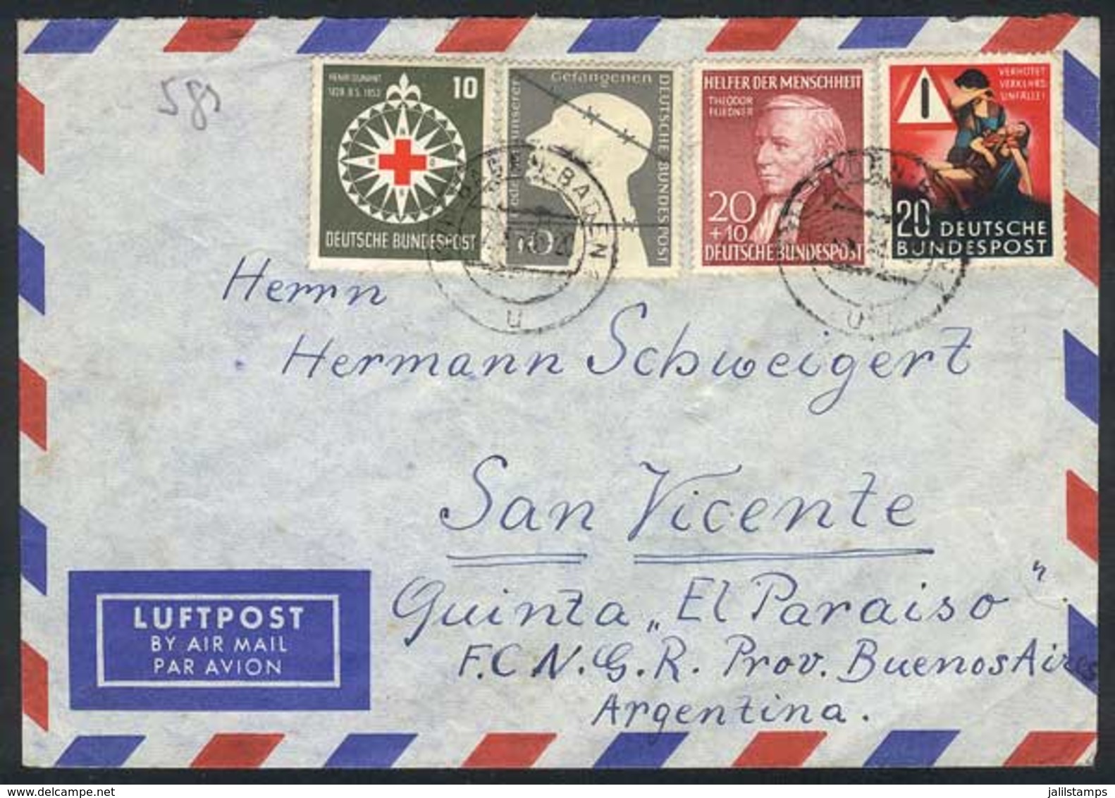 WEST GERMANY: 3 Covers Sent To Argentina Between 1953 And 1954, Nice Postages, VF Quality! - Autres & Non Classés