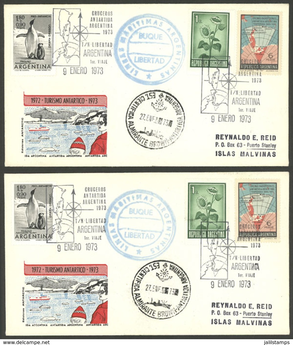 ARGENTINE ANTARCTICA: 9/JA/1973 Tourist Cruises To Antarctica, FIRST TRIP Of The Cruiser Libertad, With Special Handstam - Andere & Zonder Classificatie