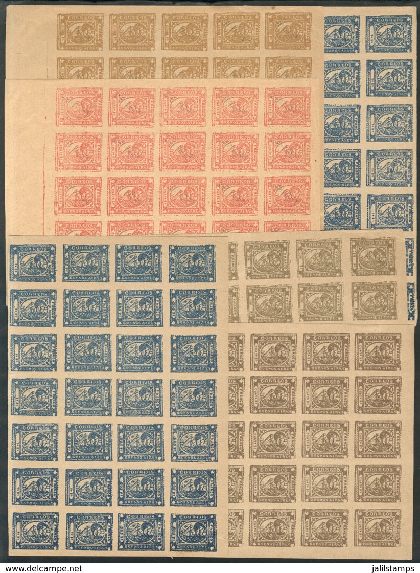 ARGENTINA: ARATA REPRINTS: 6 Different Sheets, Excellent Quality, Very Interesting Lot For The Specialist! - Buenos Aires (1858-1864)