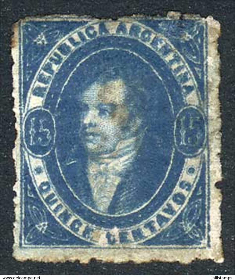 ARGENTINA: GJ.24B, Spectacular MINT COBALT BLUE Example, So Rare That It Is Not Even Catalogued As Mint. Very Fine Quali - Used Stamps