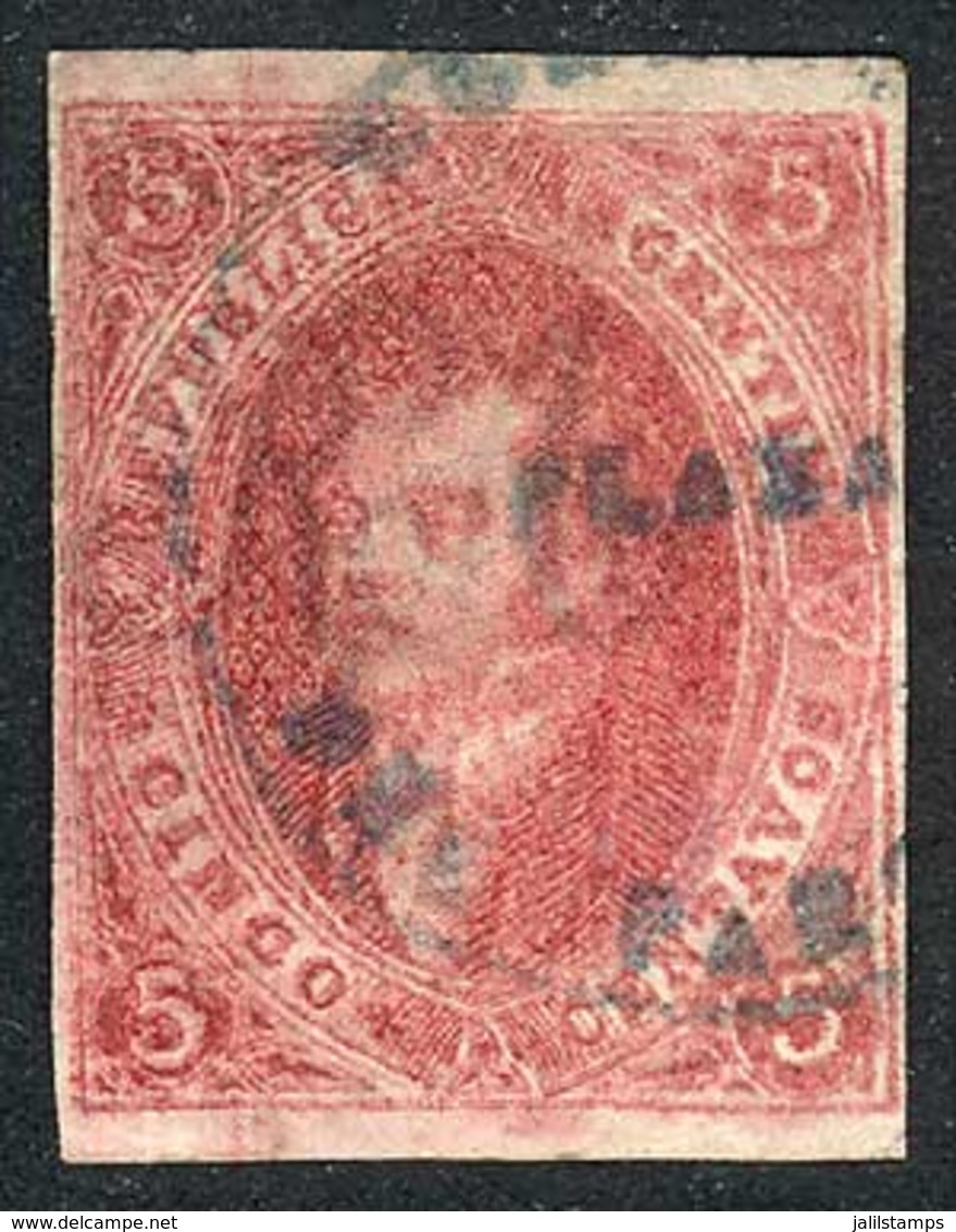 ARGENTINA: GJ.25a, Very Interesting Example With Rare Variety Of PAPER OF VARYING THICKNESS (from Thin On The Left To Me - Gebruikt