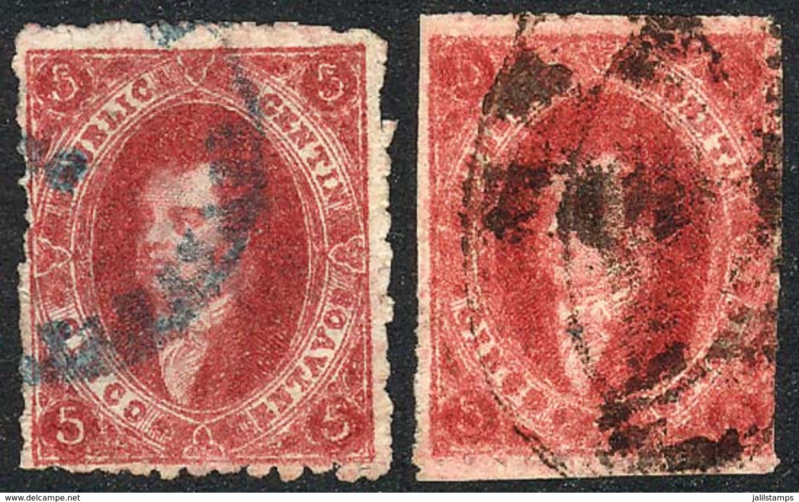 ARGENTINA: GJ.26, 5th Printing, 2 Beautiful Examples With Interesting Cancels! - Lettres & Documents