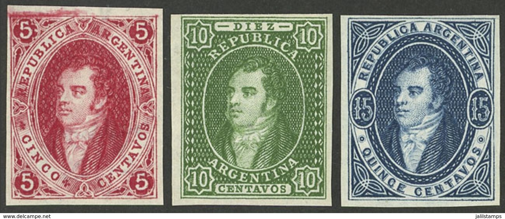 ARGENTINA: GJ.9/11, Liechtenstein Reprints Of The Year 1924 In The Original Colors, Paper With Star Watermark, Cmpl. Set - Lettres & Documents