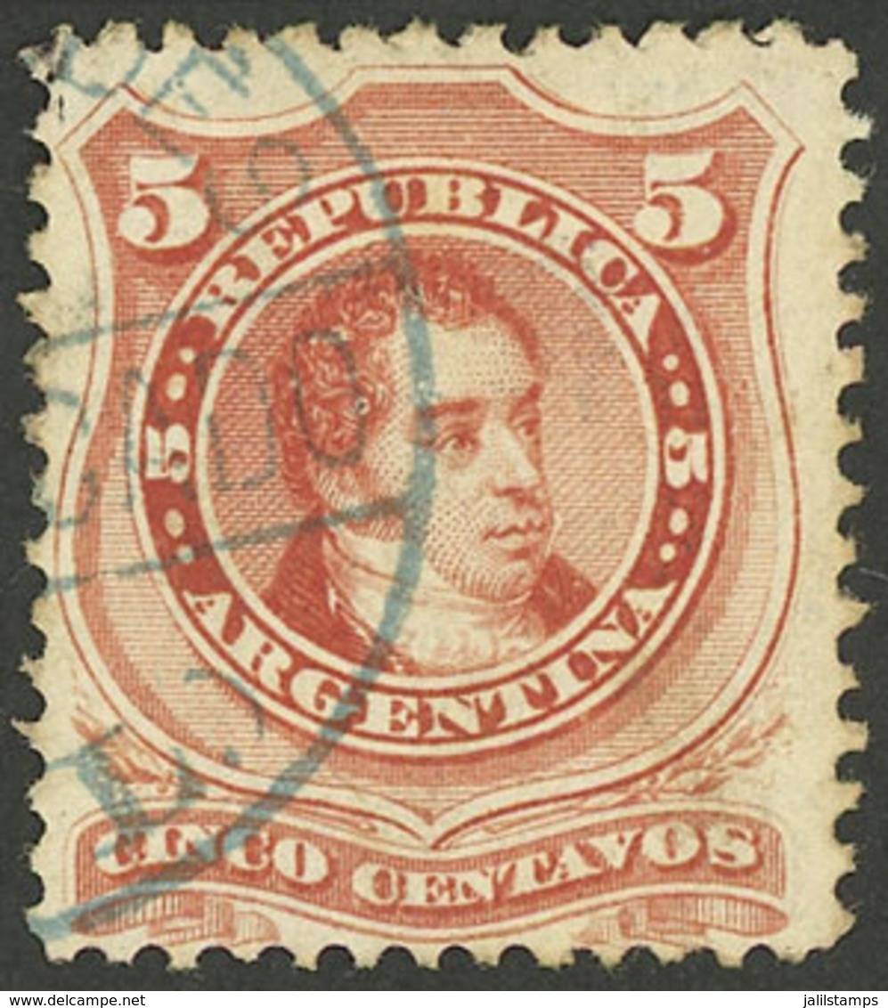 ARGENTINA: GJ.38, With Blue Circular MERCEDES - S. L. - CERTIFICADO Cancel, VF Quality, Very Rare!" - Autres & Non Classés