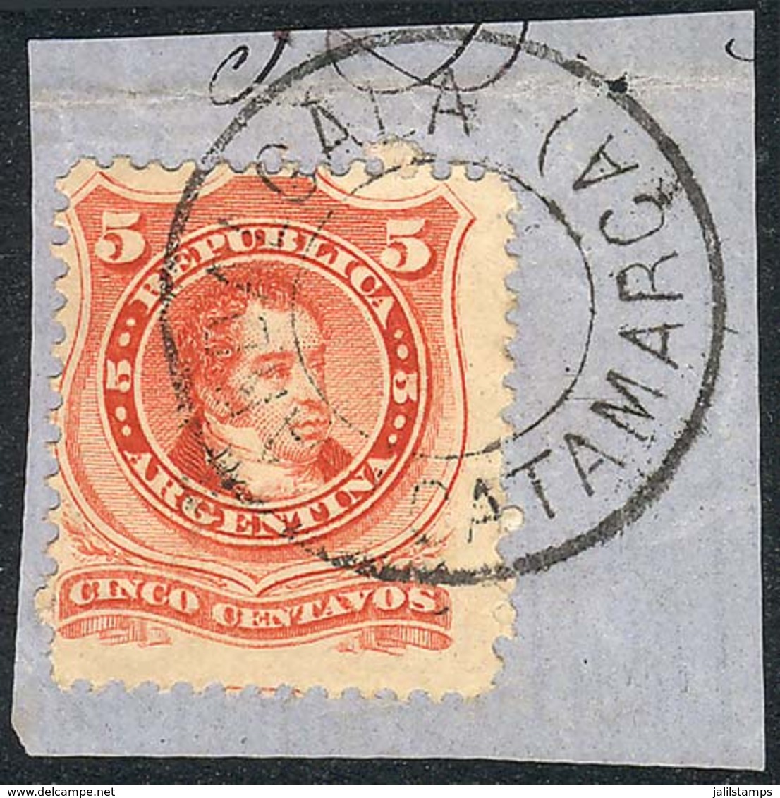 ARGENTINA: GJ.38, On Fragment With The Extremely Rare Double Circle ANDALGALA (CATAMARCA) Cancel, VF Quality! - Autres & Non Classés