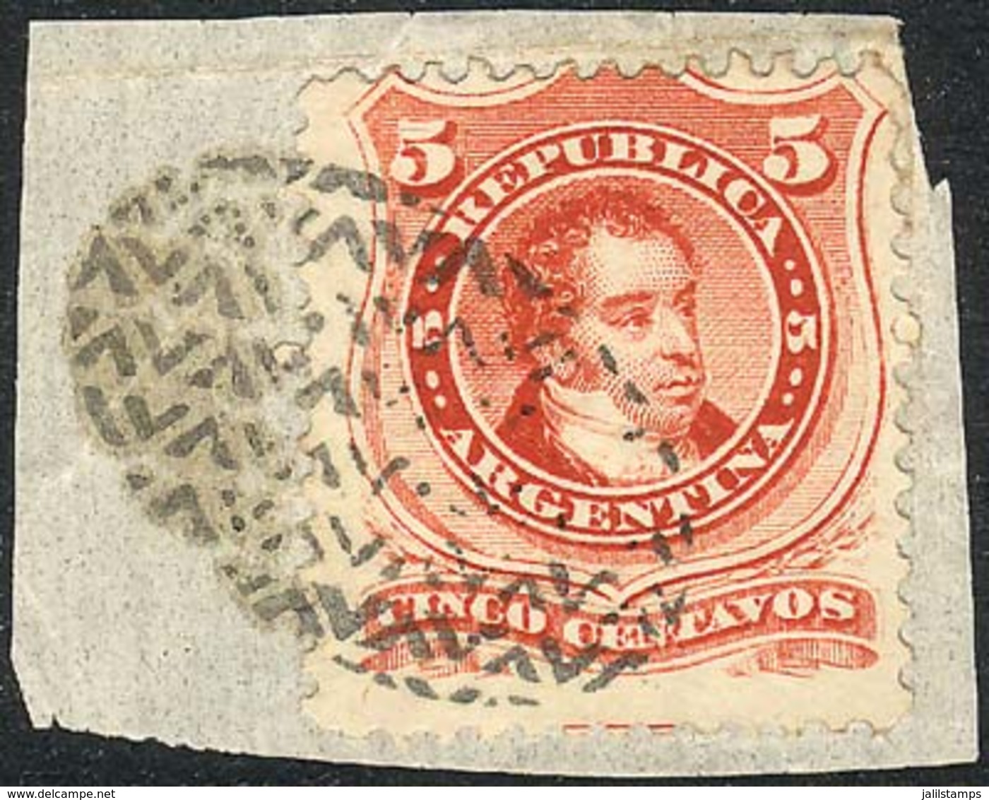 ARGENTINA: GJ.38, On Fragment With Mute Cancel Of SAN LUIS, Excellent! - Andere & Zonder Classificatie