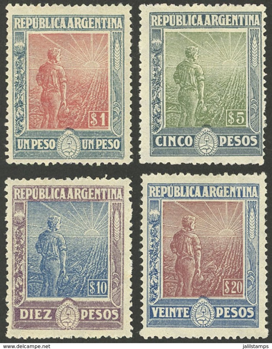 ARGENTINA: GJ.359/362, The 4 High Values Of The Plowman Issue, Mint Very Lightly Hinged, Excellent Quality! - Other & Unclassified