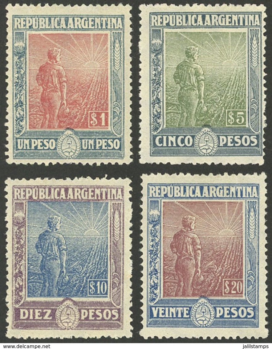 ARGENTINA: GJ.359/362, The 4 High Values Of The Plowman Issue, Mint Very Lightly Hinged, Excellent Quality! - Autres & Non Classés
