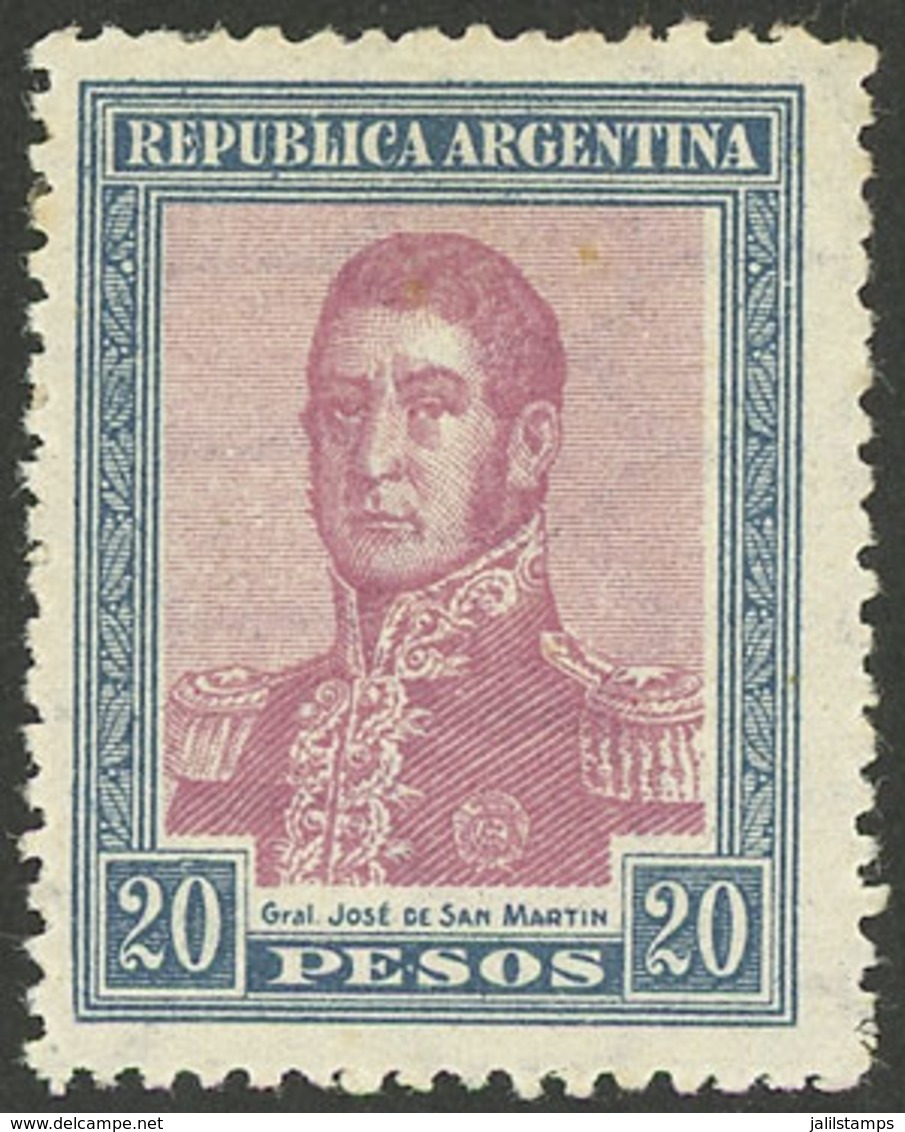 ARGENTINA: GJ.455, 1917 20P. San Martín, Mint Lightly Hinged, VF Quality! - Autres & Non Classés