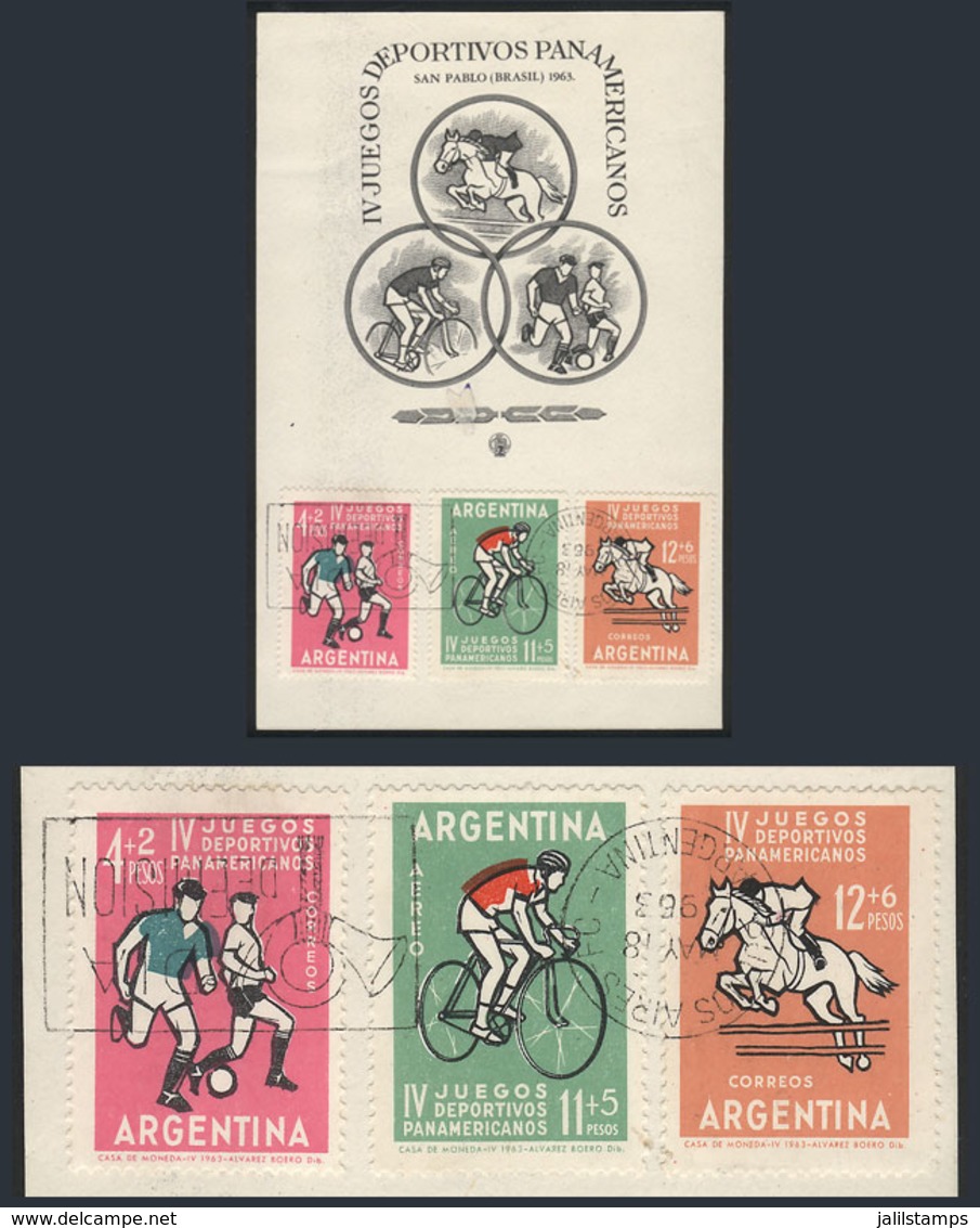 ARGENTINA: GJ.1259b, 1963 Sport (show Jumping) With JACKET OMITTED Variety (no Carmine Color), Also The Other 2 Values O - Sonstige & Ohne Zuordnung