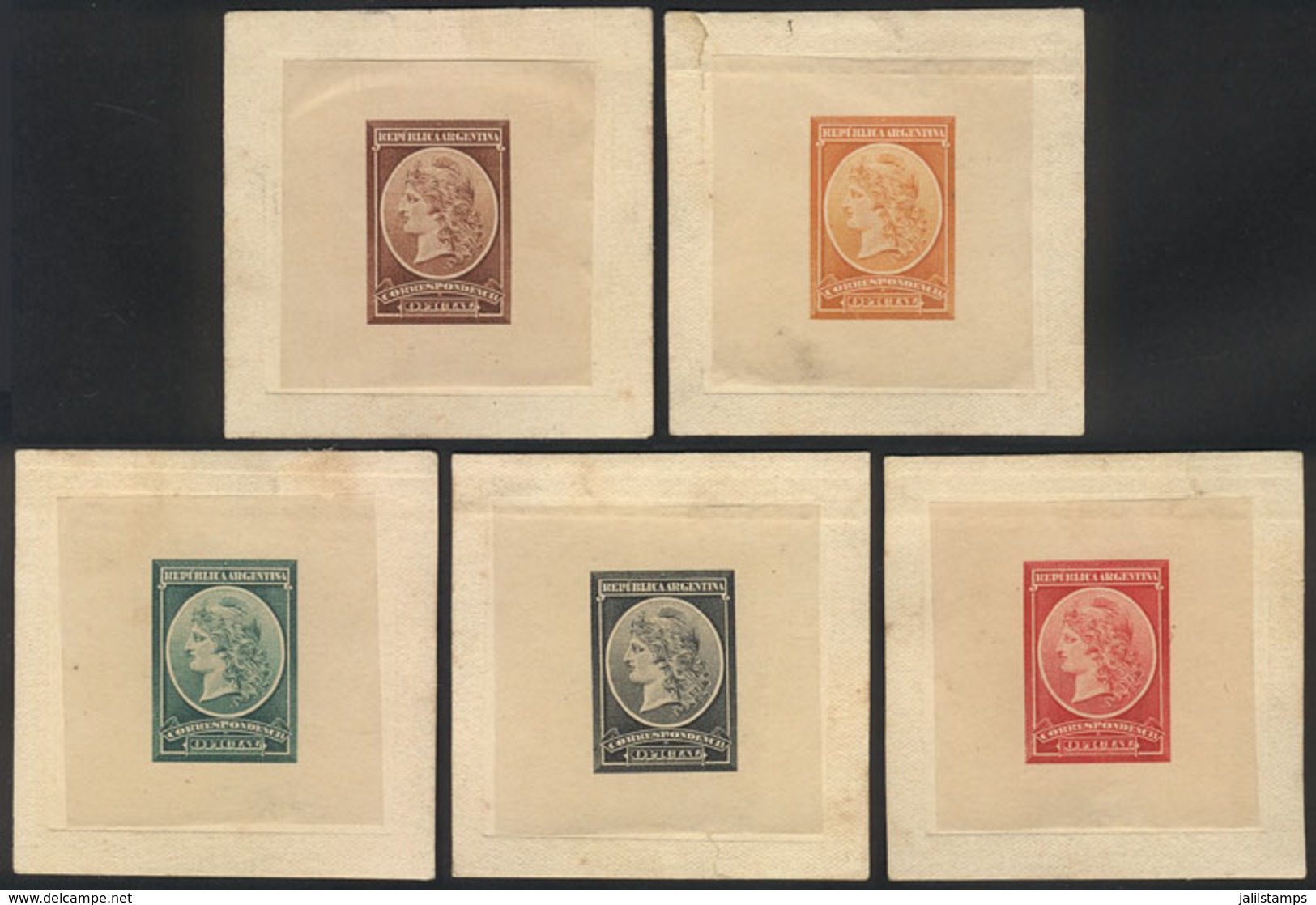 ARGENTINA: 1901, Liberty Head, Second State (groundwork Of Crossed Lines), Die Proofs Printed On Thin Paper, Glued To Ca - Officials