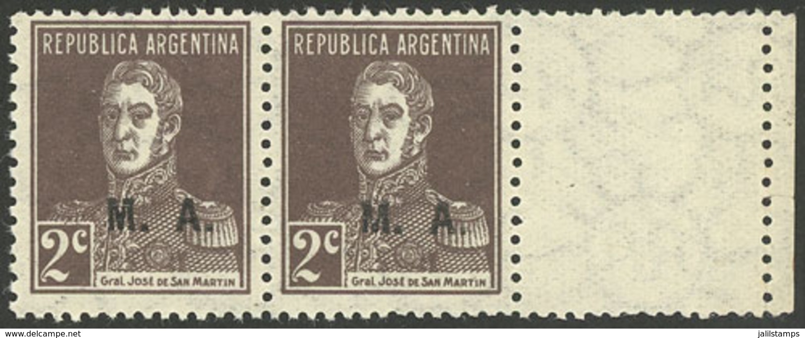 ARGENTINA: GJ.89CD, Pair WITH LABEL AT RIGHT, MNH (+50%), Superb! - Dienstzegels