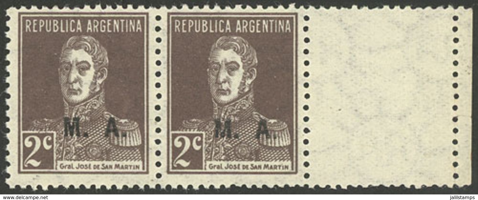 ARGENTINA: GJ.89CD, Pair WITH LABEL AT RIGHT, MNH (+50%), Superb! - Service