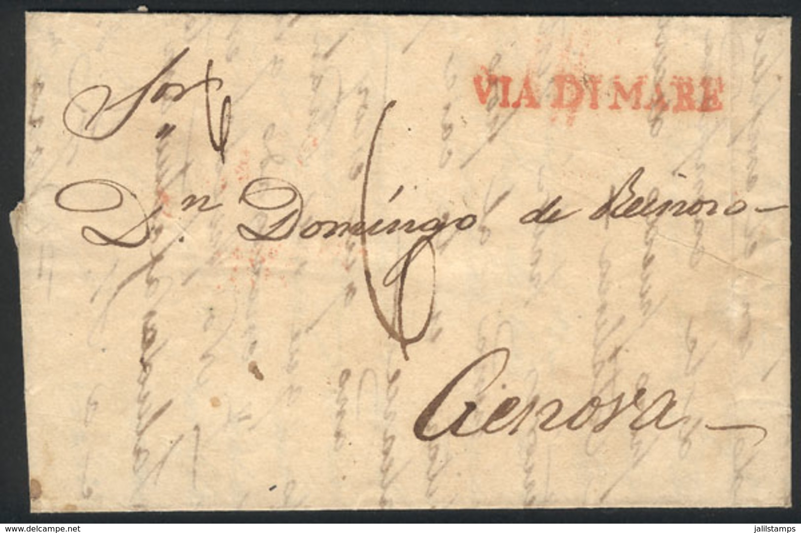 ARGENTINA: 15/JUL/1830 BUENOS AIRES - Genova (Italy): Entire Letter That Received The Straightline VIA DI MARE Marking I - Autres & Non Classés