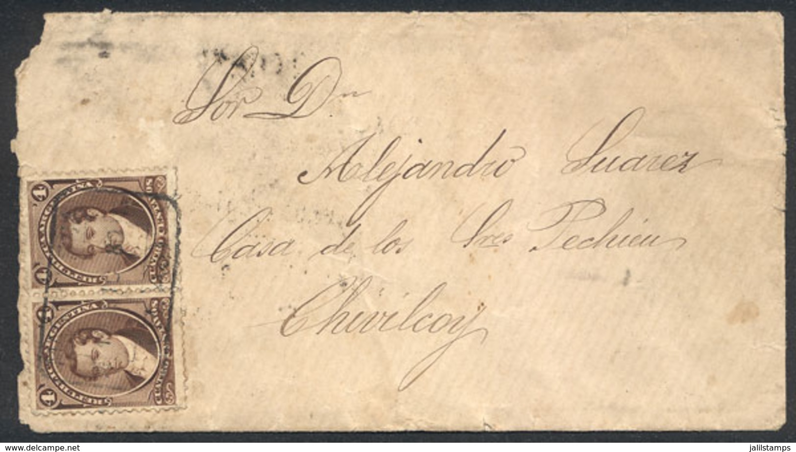 ARGENTINA: Cover Franked With Pair GJ.36, With Rectangular Datestamp Of MAGDALENA (Buenos Aires), Sent To Chivilcoy On 1 - Autres & Non Classés