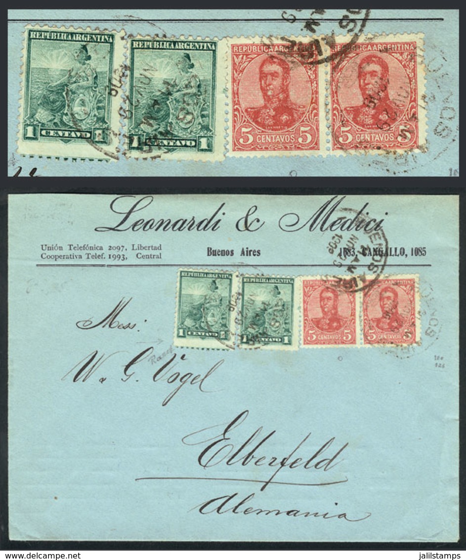 ARGENTINA: MIXED POSTAGE Liberty + San Martin In Oval: Cover Sent From Buenos Aires To Germany On 29/NO/1909, One Stamp  - Other & Unclassified